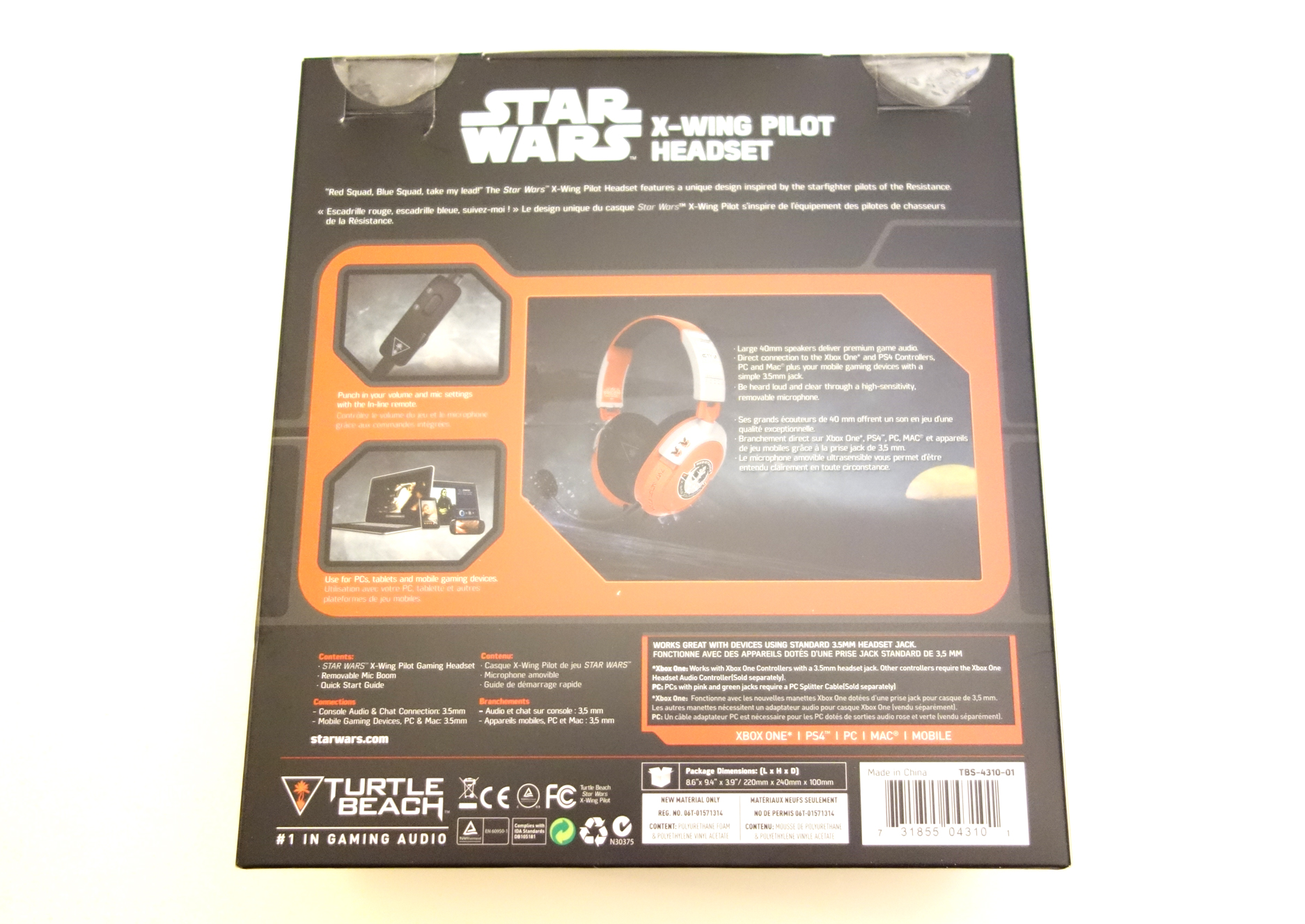 Turtle Beach Star Wars X-Wing Pilot Gaming Headset review box back