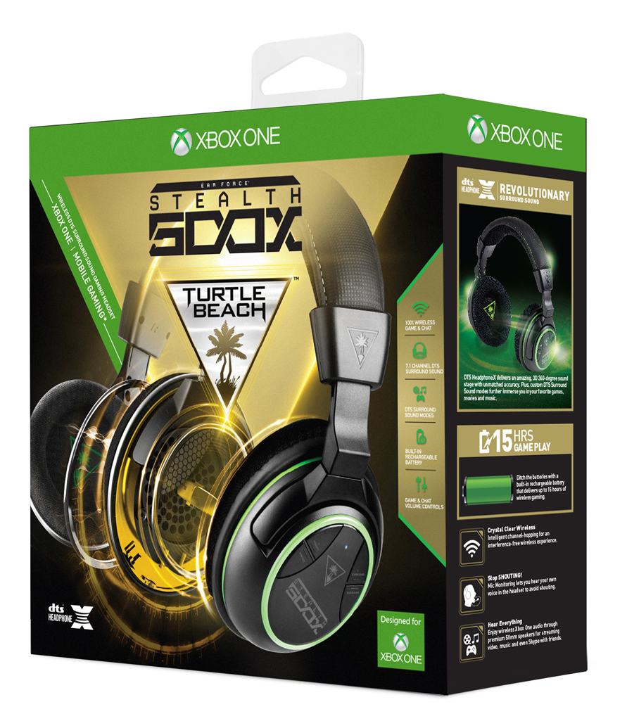 Turtle Beach Ear Force Stealth 500X Xbox One wireleless surround sound DTS Headphone:X review package box