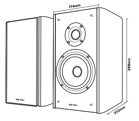 Creative E-MU XM7 speaker dimensions