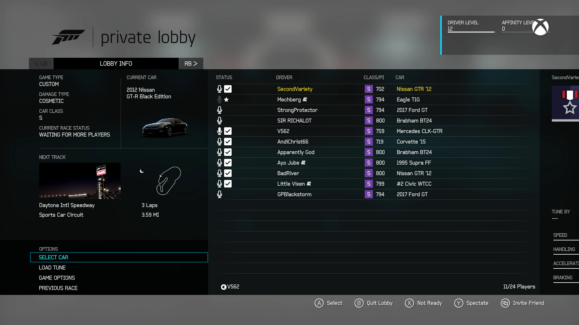 Forza 6 review screen lobby