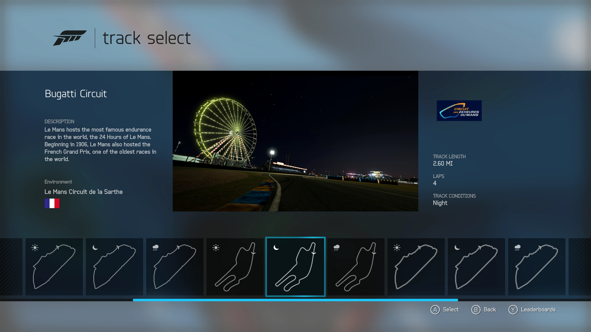 Forza 6 review screen Bugatti Le Mans